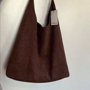 Brown Suede Tote Bag